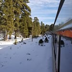View from the side of the train